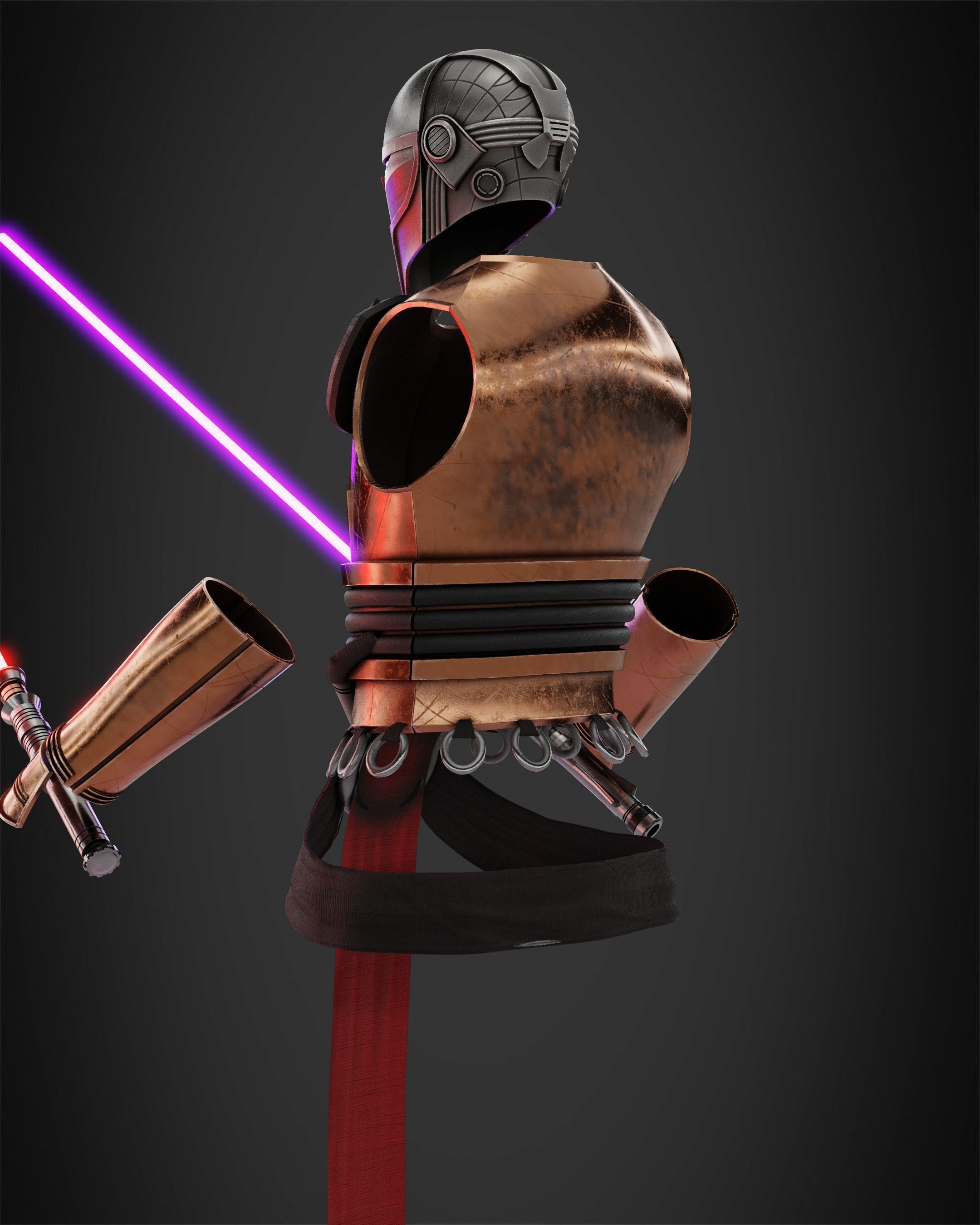 Star Wars Darth Revan Full Armor and Lightsabers for Cosplay 3D Model Collection_12