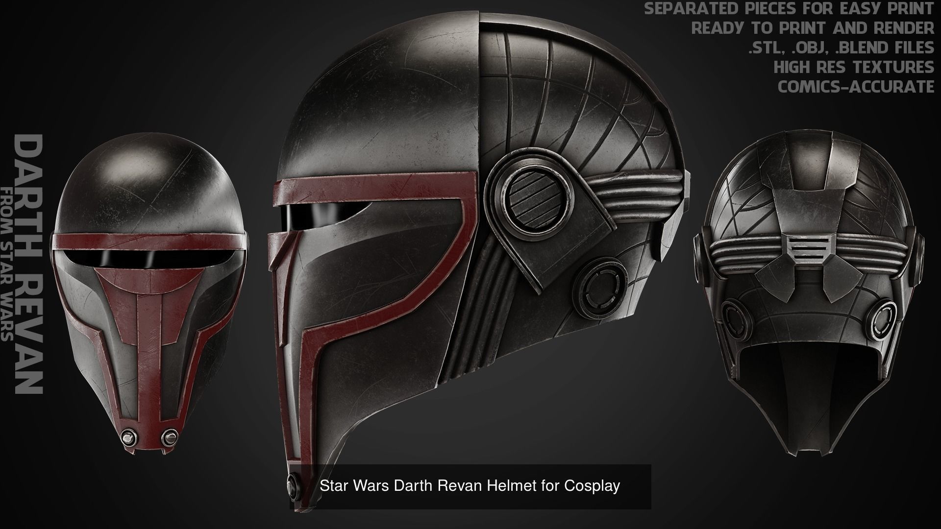 Star Wars Darth Revan Full Armor and Lightsabers for Cosplay 3D Model Collection_5