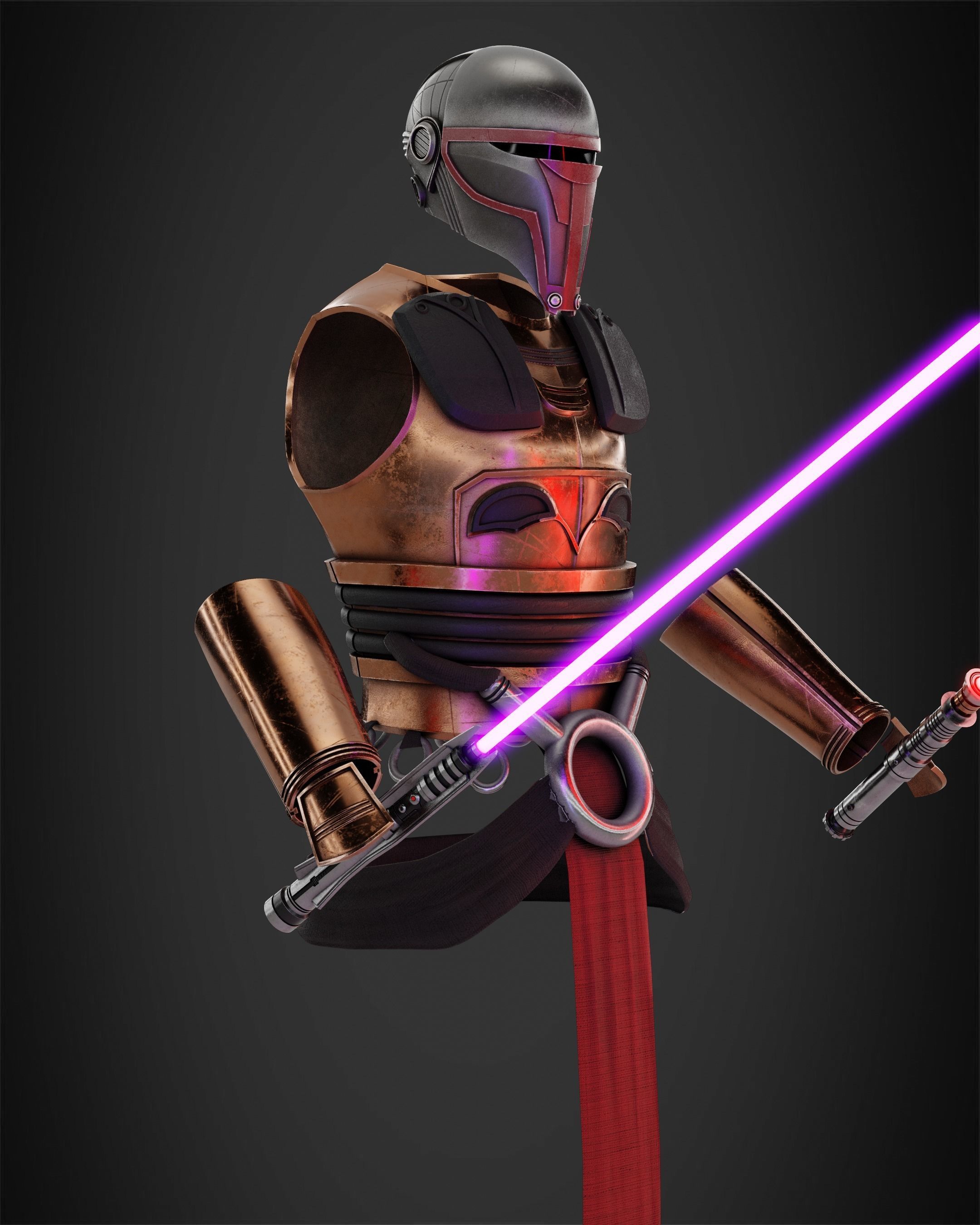 Star Wars Darth Revan Full Armor and Lightsabers for Cosplay 3D Model Collection_16
