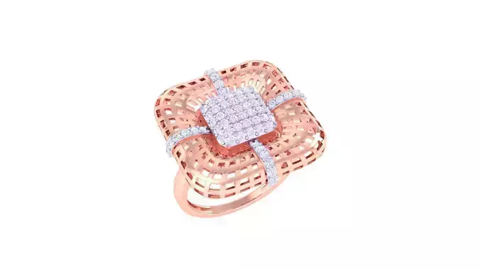Ultra Vision Mesh Diamond Head High Jewelry Cocktail Ring 3dm 