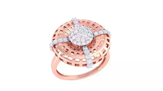Ultra Vision Mesh Diamond Head High Jewelry Cocktail Ring 3dm 