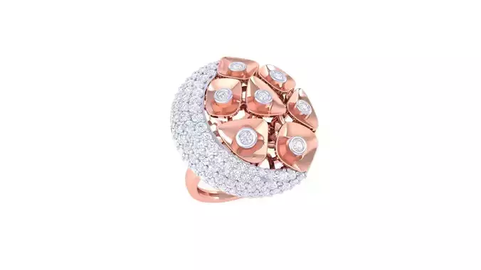 Hibiscus High Jewelry Cocktail Ring 3dm stl obj mtl glb gltf  3D print model