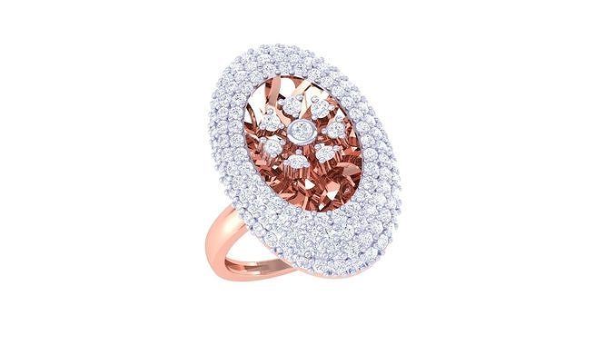 High Jewelry Cocktail Ring 3dm stl obj mtl glb gltf 3mf renders 3D print model