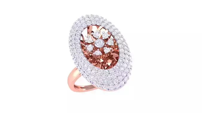 High Jewelry Cocktail Ring 3dm stl obj mtl glb gltf 3mf renders