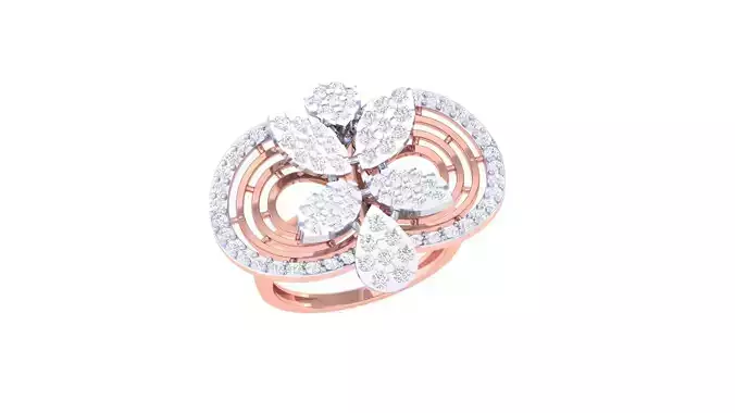 Flower High Jewelry Cocktail Ring 3dm stl obj mtl glb gltf 3D print model