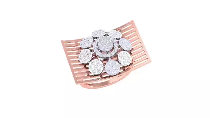Flower on Table High Jewelry Cocktail Ring 3dm stl obj mtl glb 3D print model