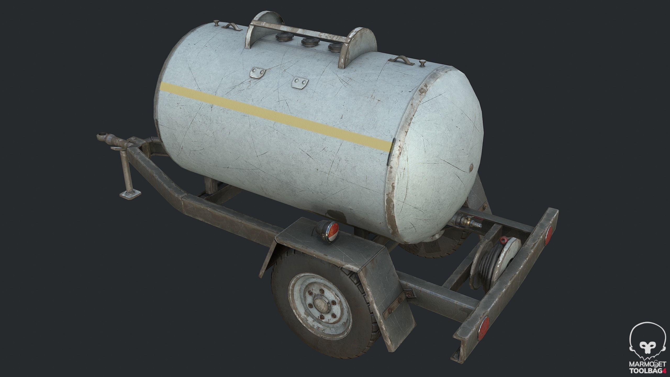Pbr Small Semitrailer Tanker - Tank  Low-poly 3D model_11