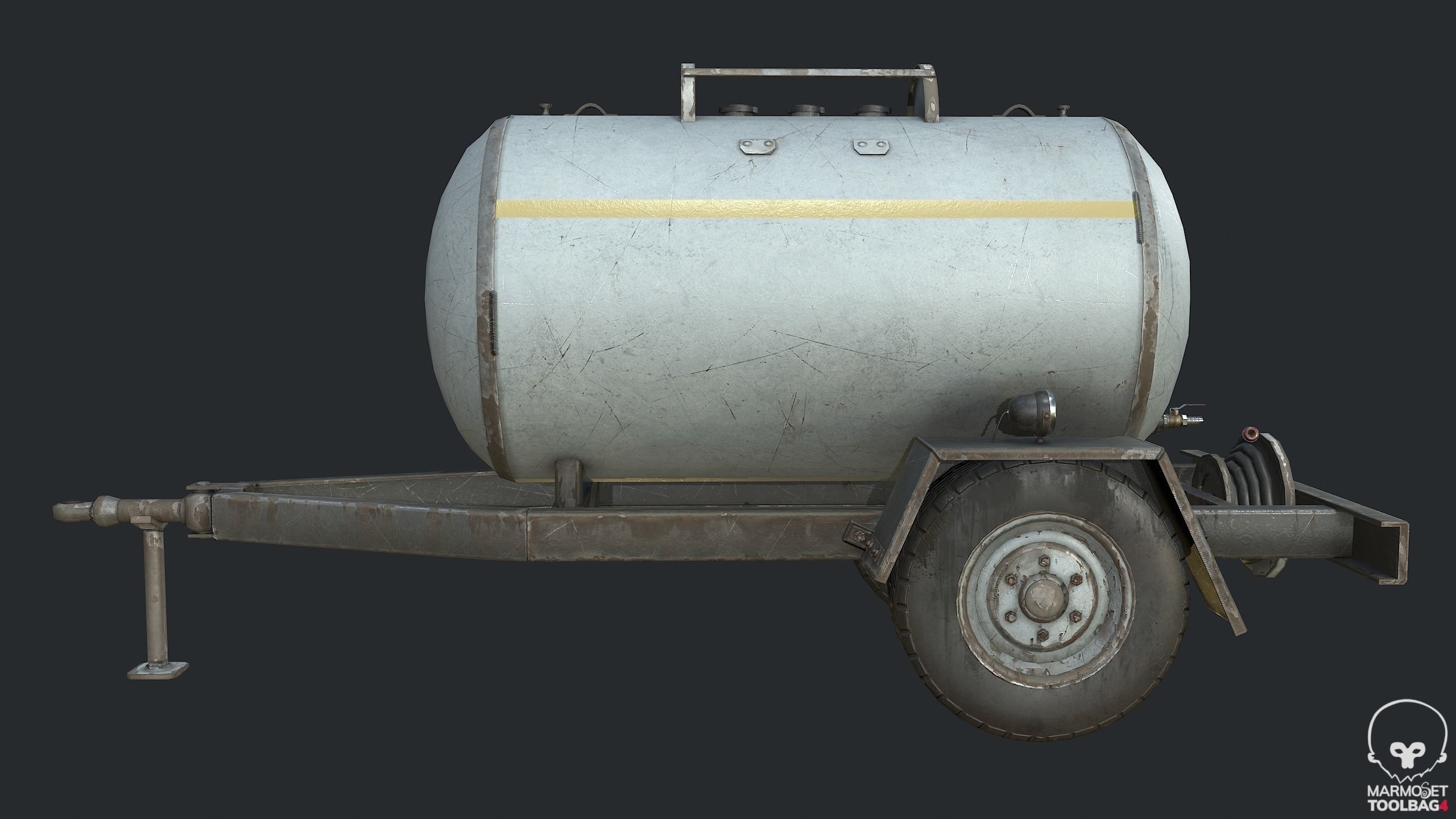 Pbr Small Semitrailer Tanker - Tank  Low-poly 3D model_3