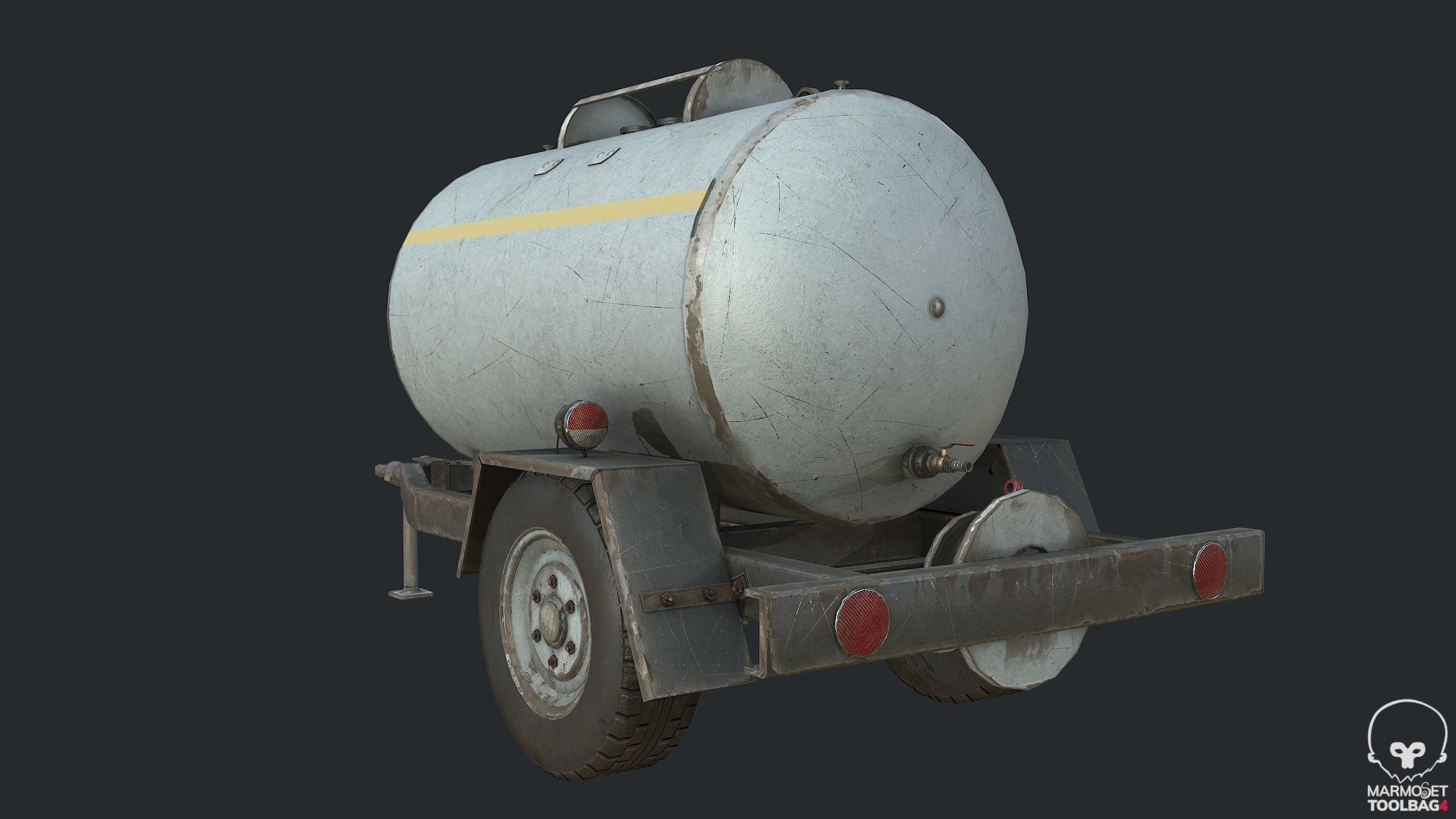 Pbr Small Semitrailer Tanker - Tank  Low-poly 3D model_4