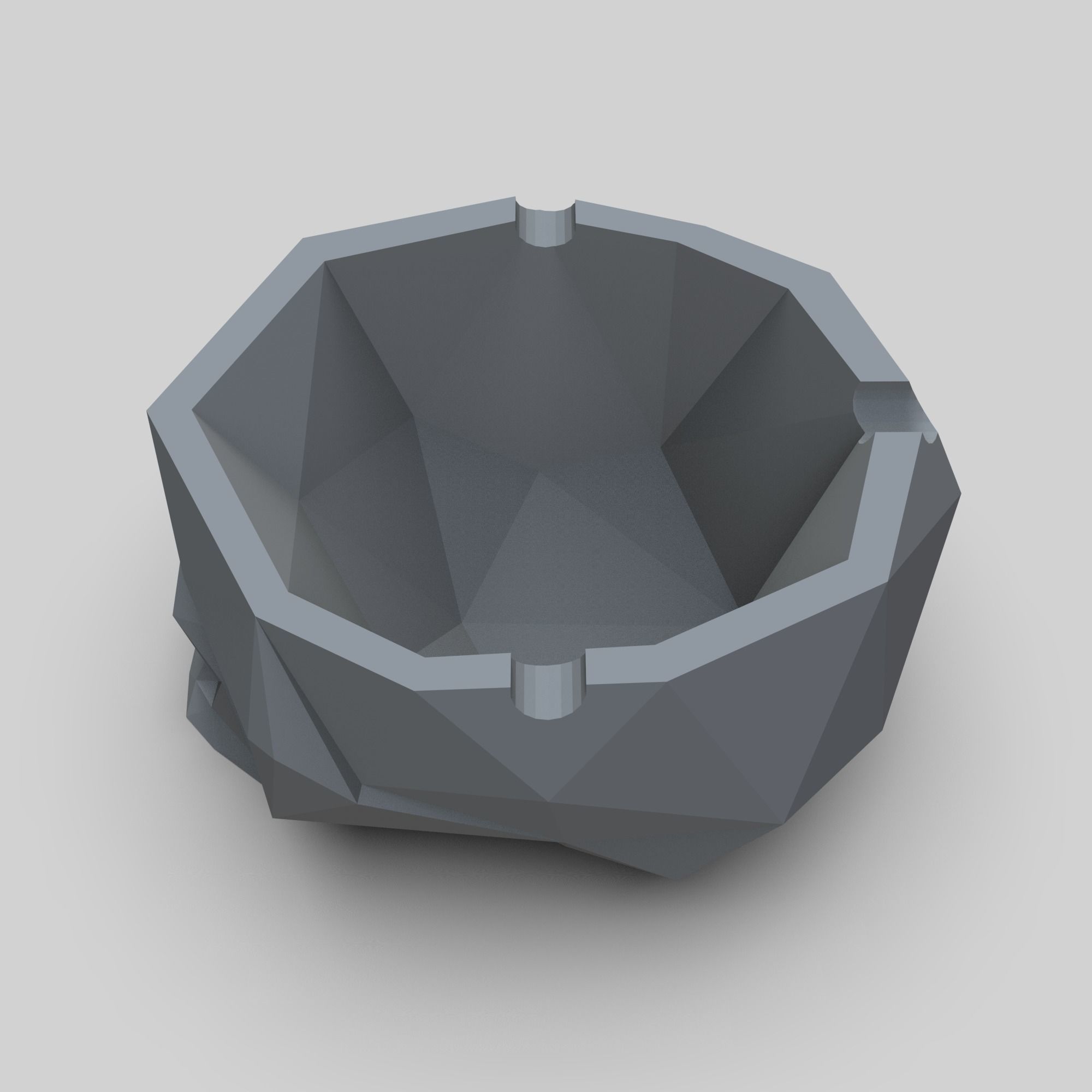 SKULL ASHTRAY LOWPOLY 3D print model_3