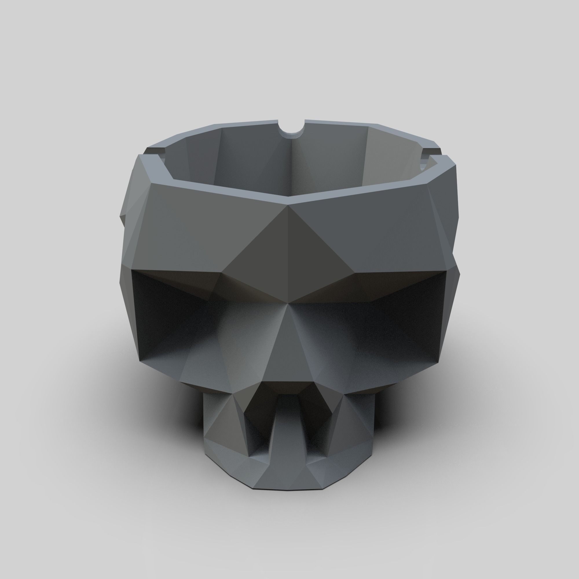 SKULL ASHTRAY LOWPOLY 3D print model_1