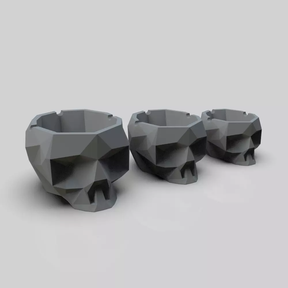 SKULL ASHTRAY LOWPOLY 3D print model_0