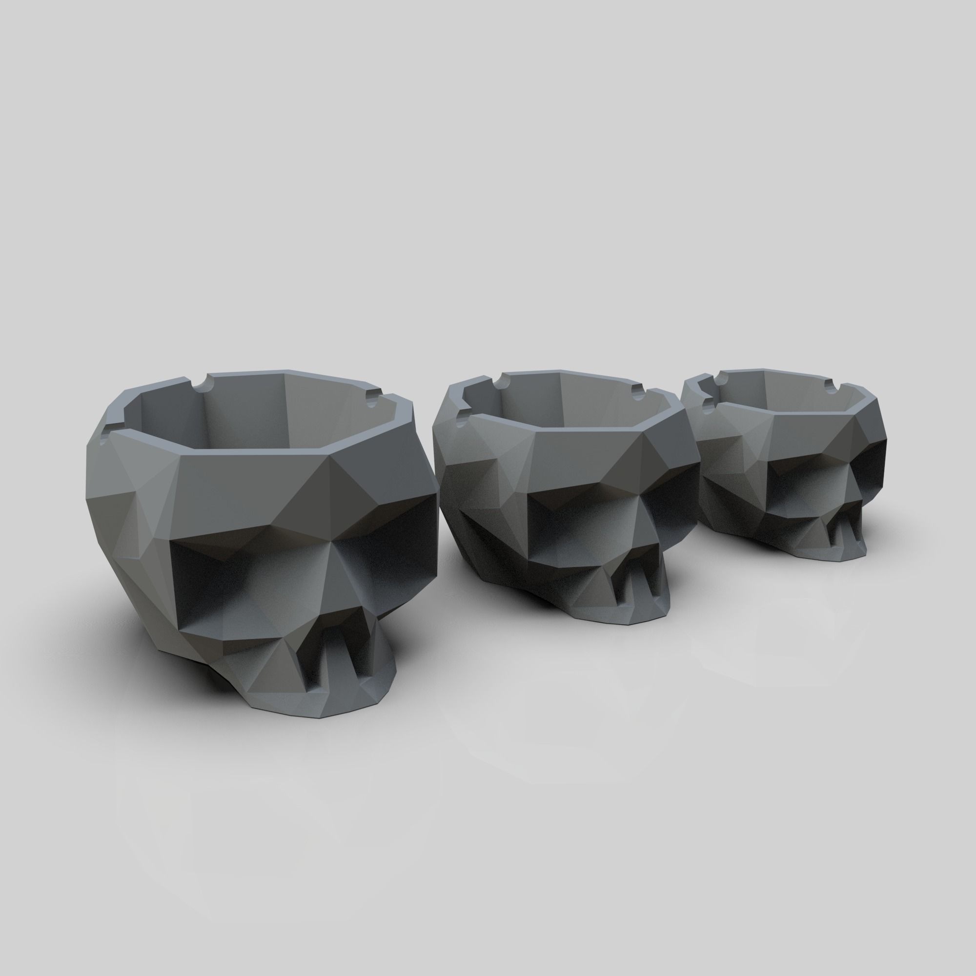 SKULL ASHTRAY LOWPOLY 3D print model_2