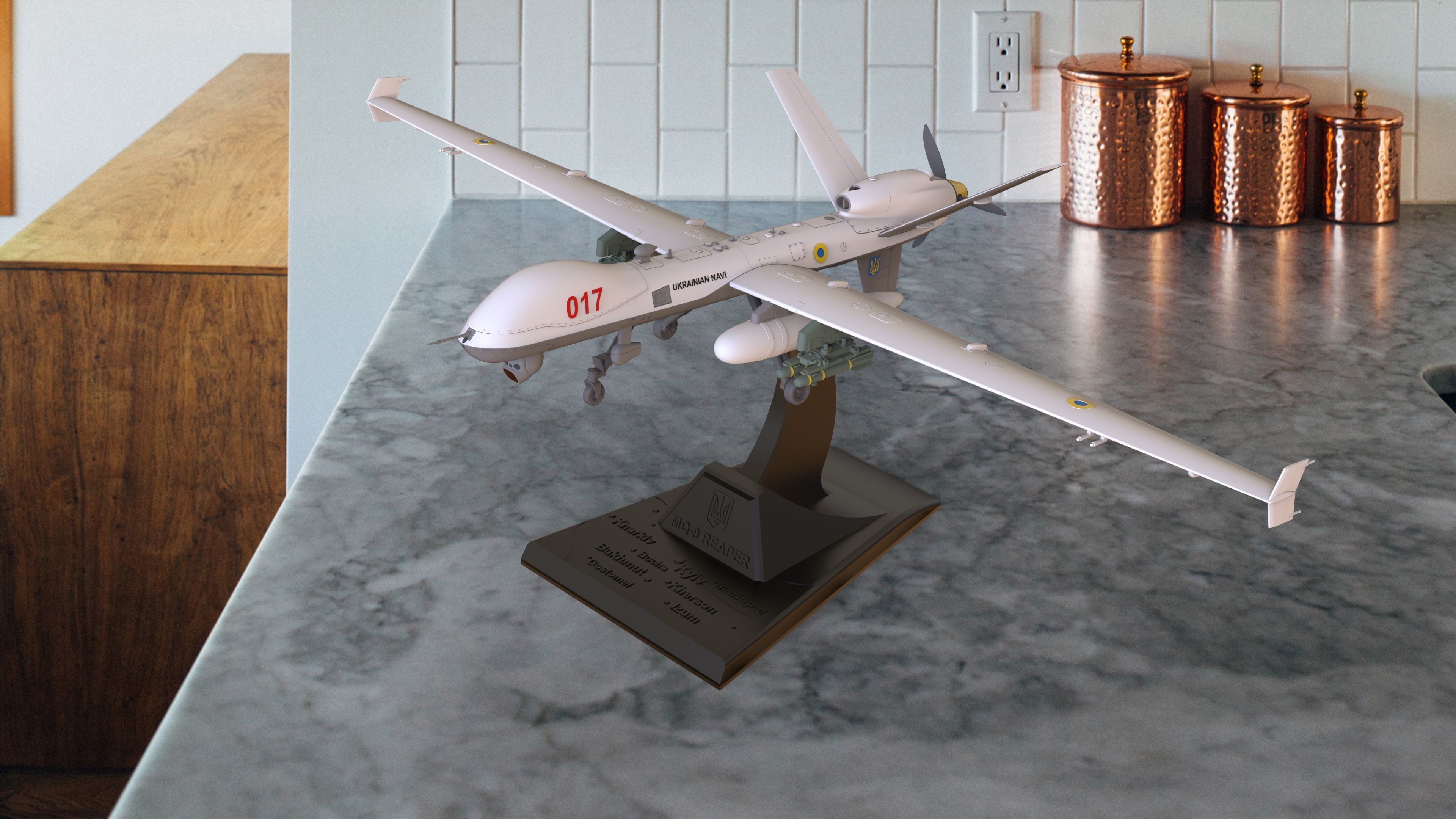 MQ-9 Reaper Block5 Ukrainian Edition HIGH QUALITY 3D PRINT MODEL 3D print model_12