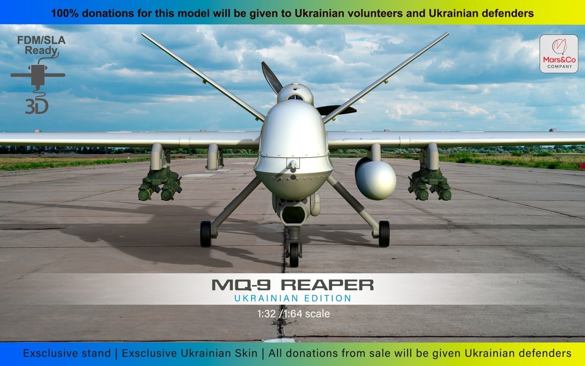 MQ-9 Reaper Block5 Ukrainian Edition HIGH QUALITY 3D PRINT MODEL 3D print model_3