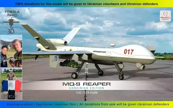 MQ-9 Reaper Block5 Ukrainian Edition HIGH QUALITY 3D PRINT MODEL 3D print model