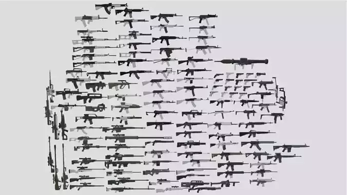 Low Poly 129 Guns Pack