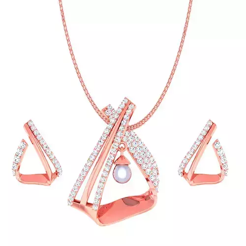 Ring earrings pendant triangle set