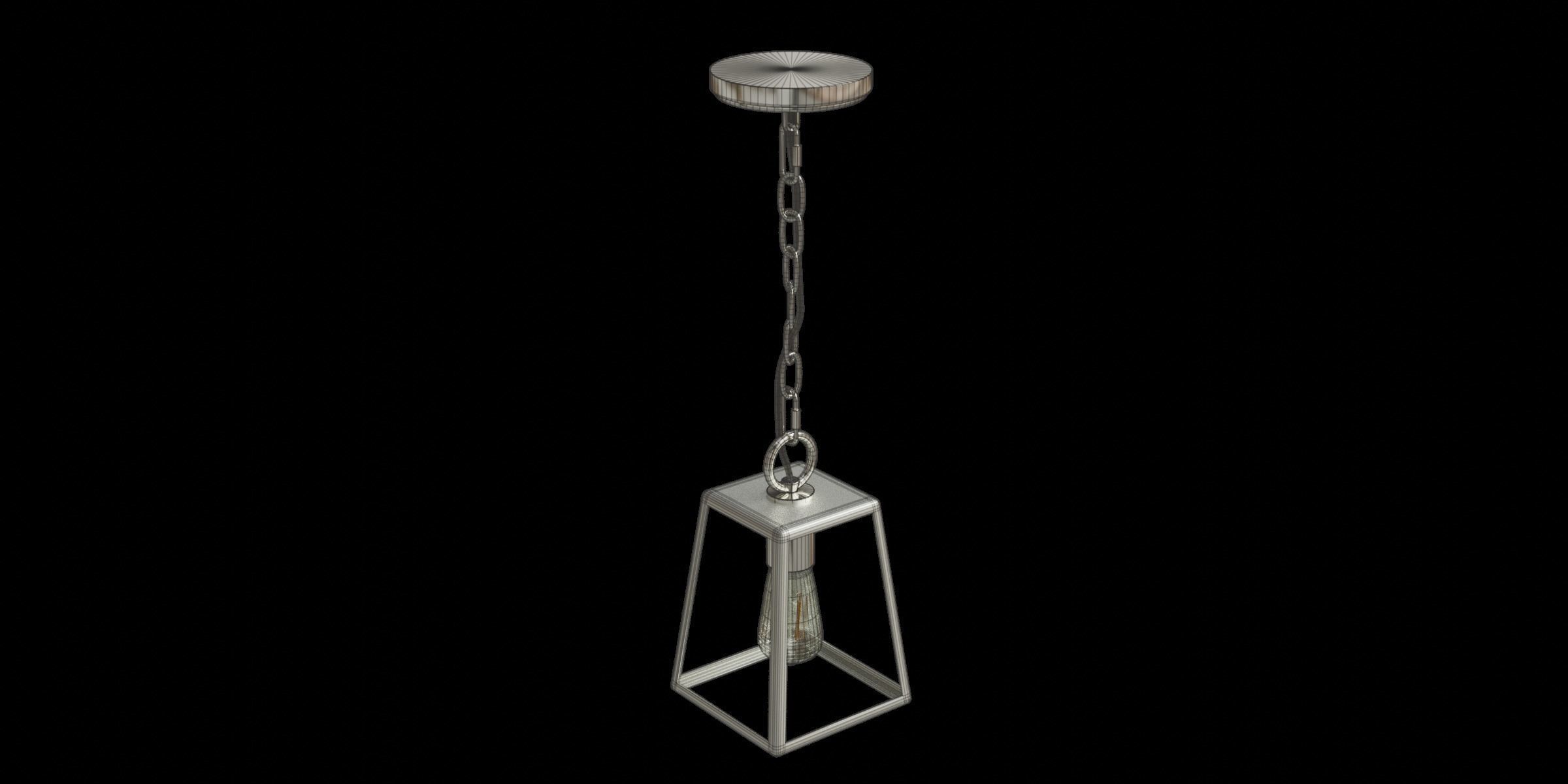 Adjustable Drop Metal Led Pendant Low-poly 3D model_2