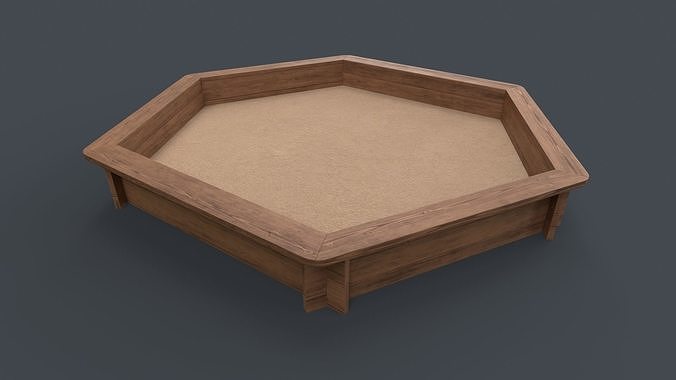 PBR Outdoor Wooden Sandbox Hexagon C Low-poly 3D model