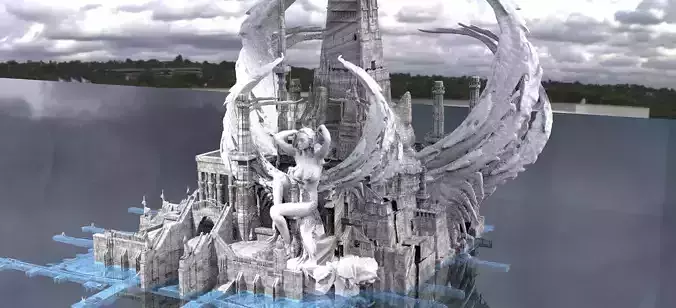 Ancient Goddess Monolith Deity temples 3D model