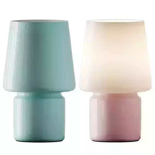 Little Glass Table Lamps Pink  Aqua and White