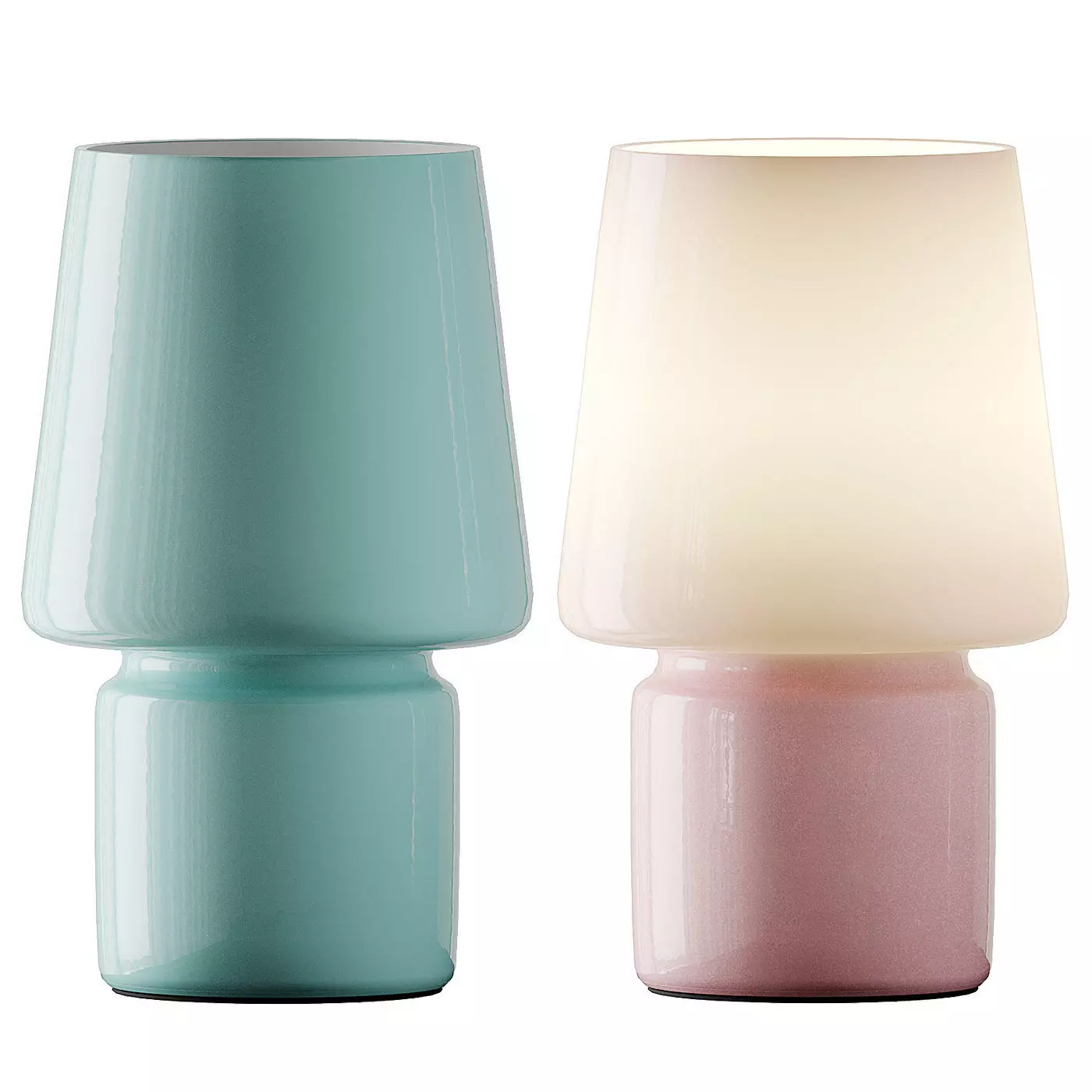 Little Glass Table Lamps Pink  Aqua and White 3D model_0