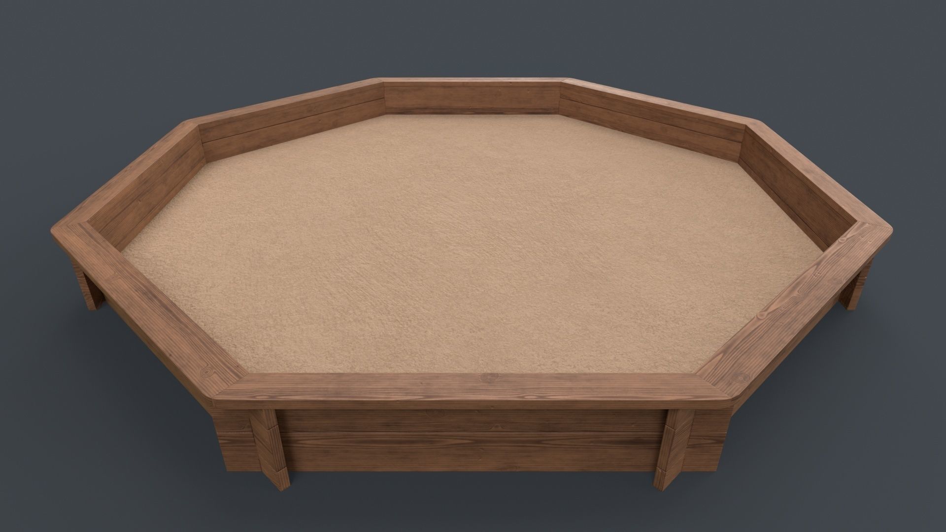 3D model PBR Outdoor Wooden Sandbox Octagon D VR / AR / low-poly | CGTrader