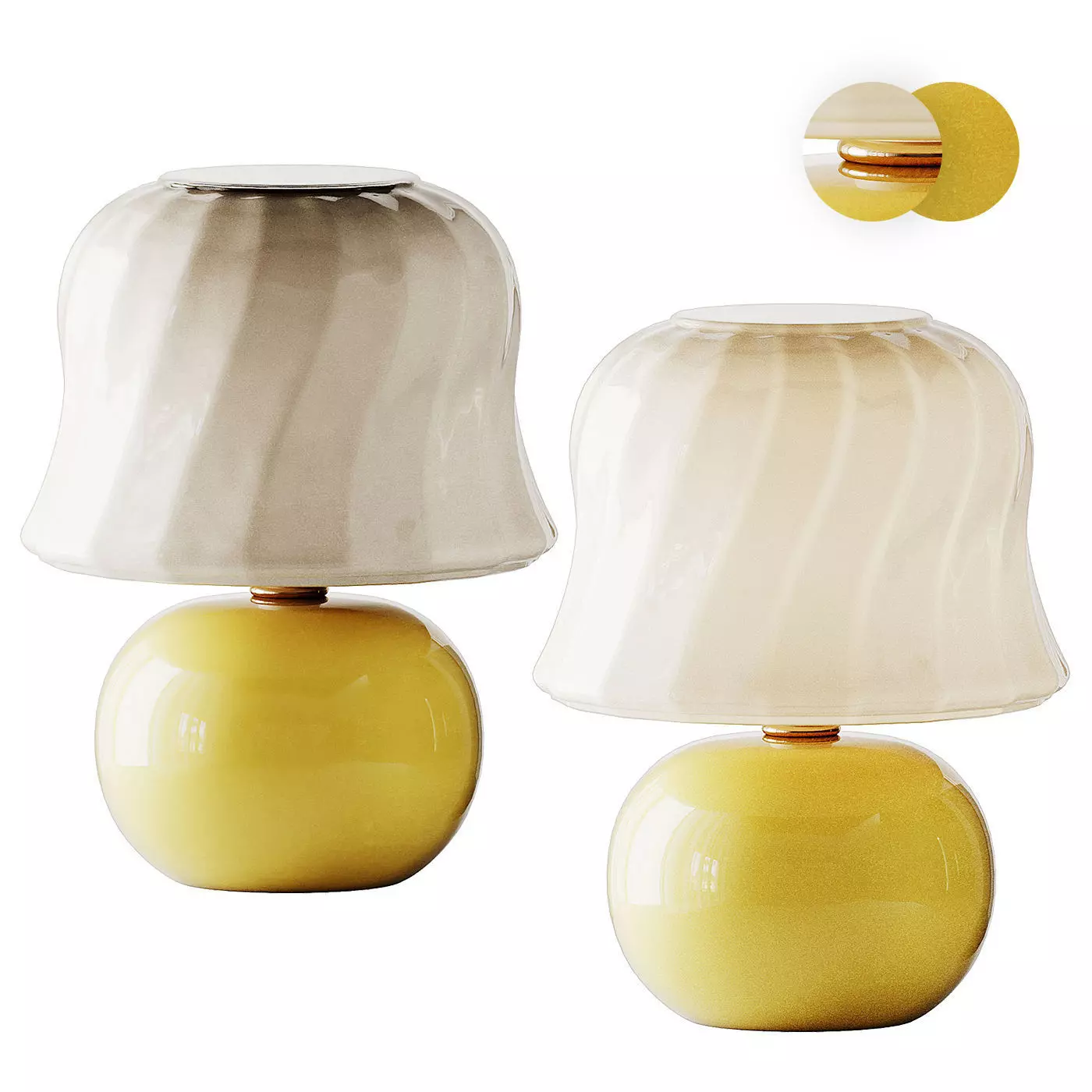 Cream Mushroom Vintage Style Murano Table lamp 3D model
