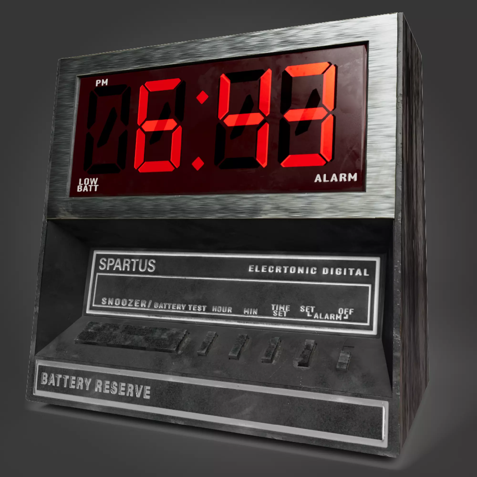 Retro Electric Alarm Clock 3D model Free low-poly 3D model