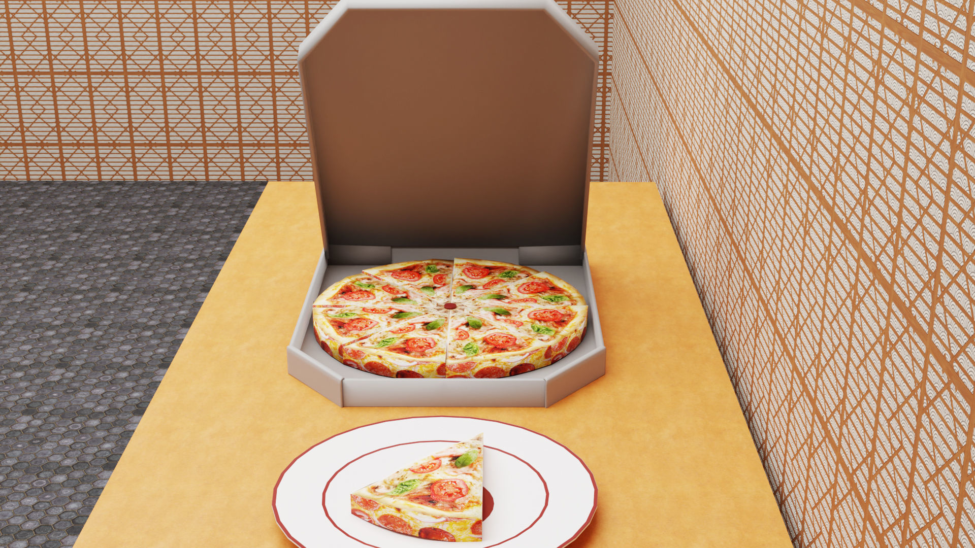 Pizza  Low-poly 3D model_3