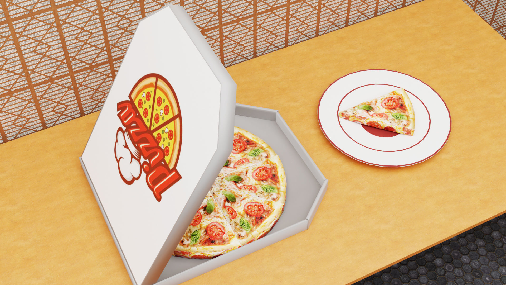 Pizza  Low-poly 3D model_2