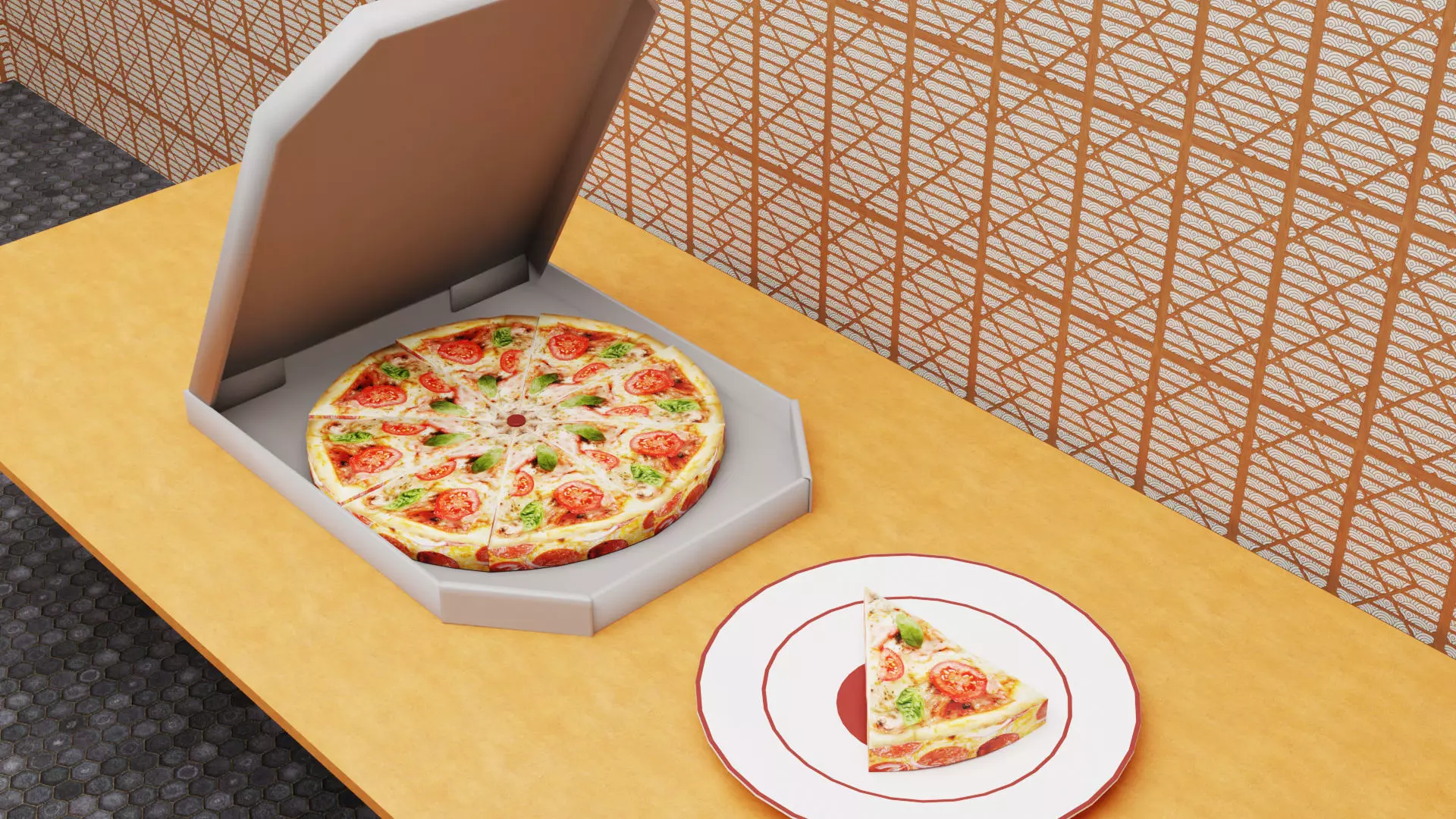 Pizza  Low-poly 3D model_0