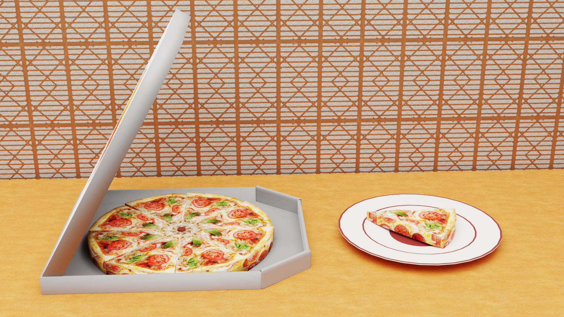 Pizza  Low-poly 3D model_5