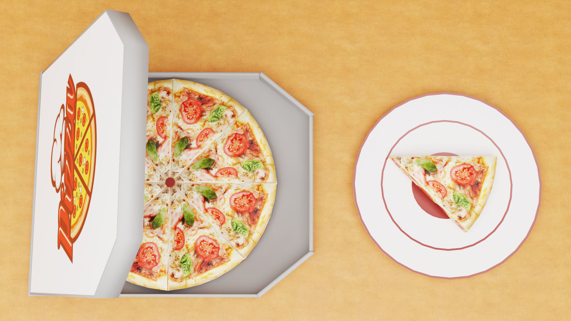 Pizza  Low-poly 3D model_4