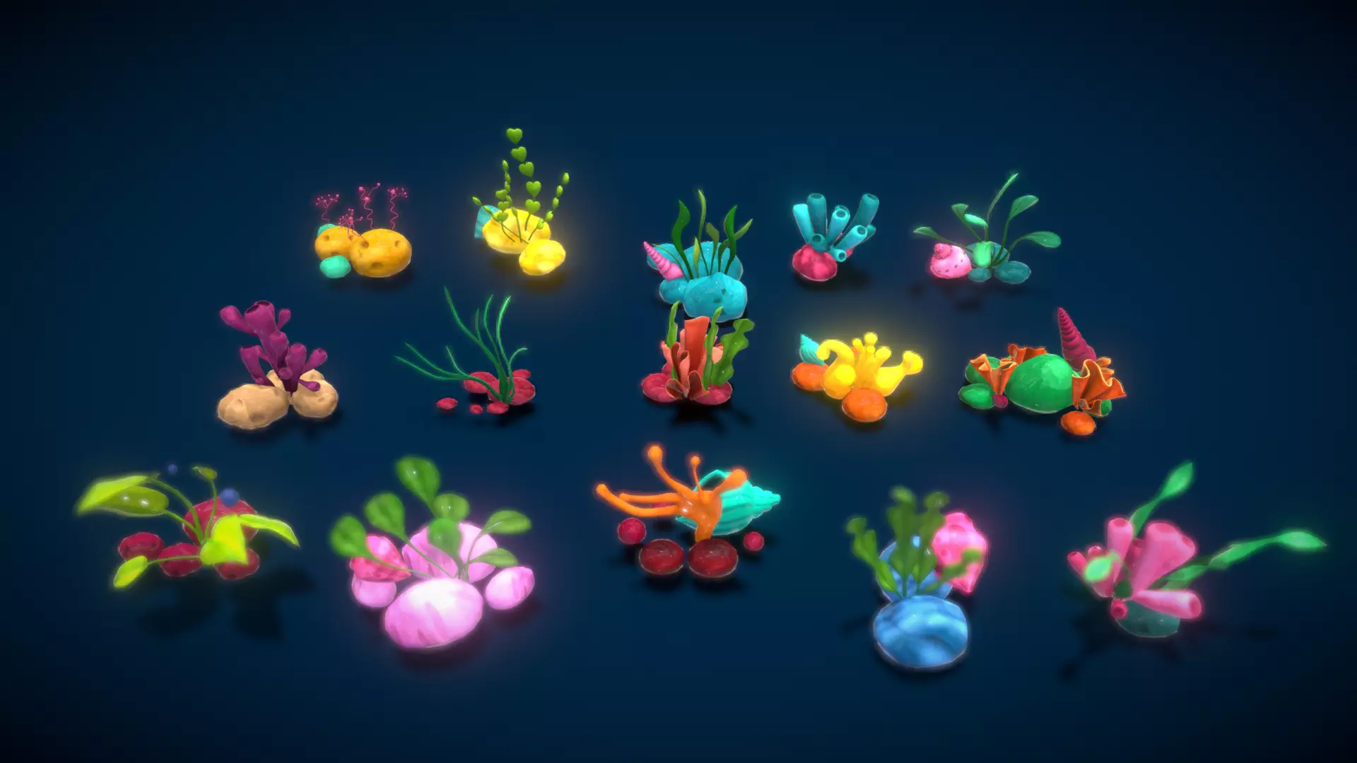 Cartoon Seaweed 4 Low-poly 3D model_0