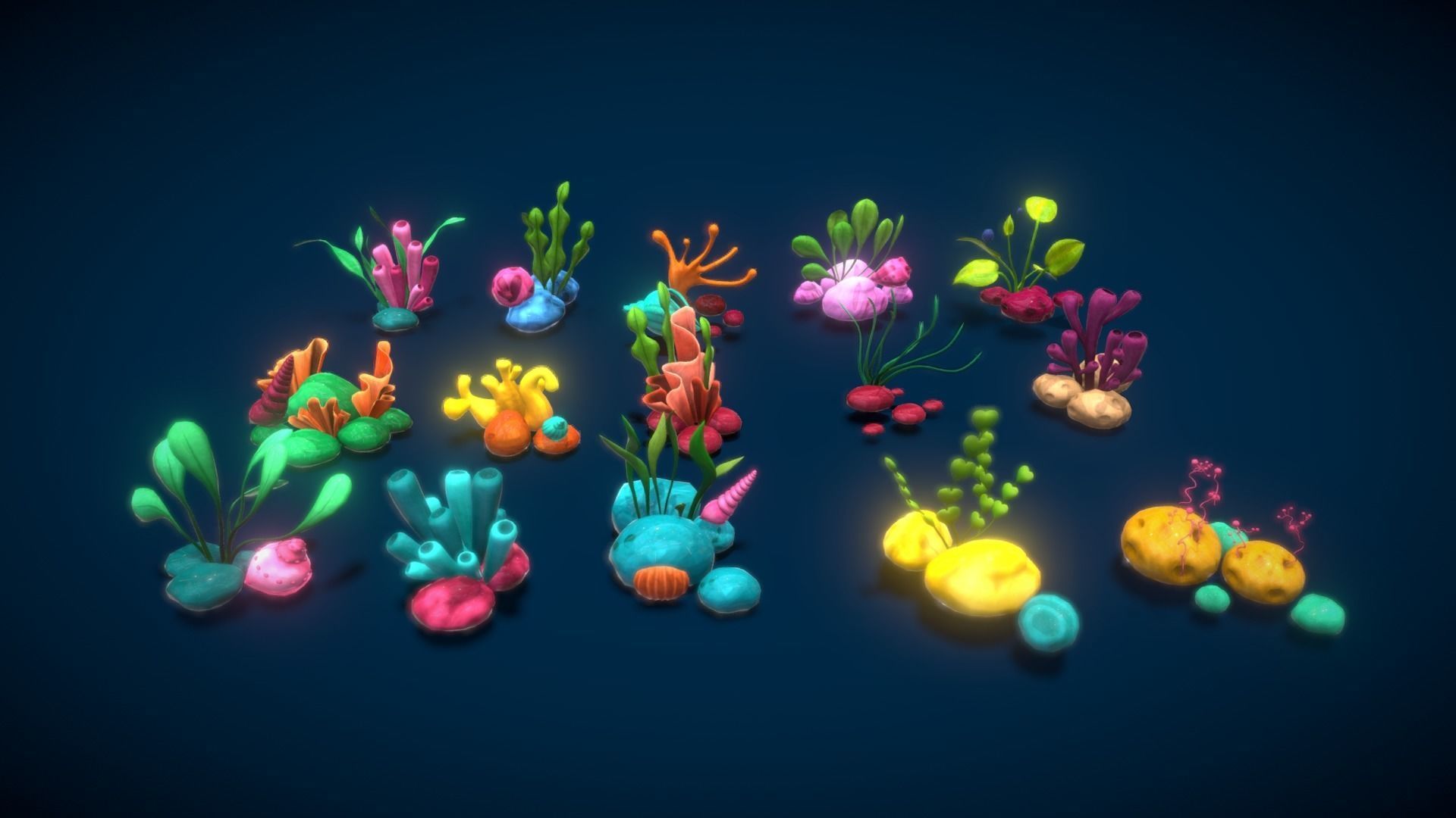 Cartoon Seaweed 4 Low-poly 3D model_12