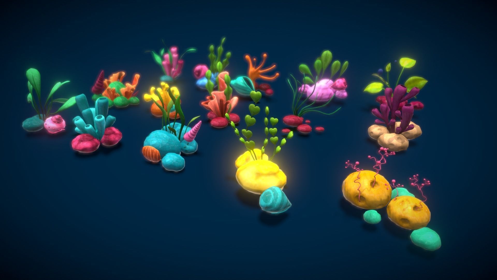 Cartoon Seaweed 4 Low-poly 3D model_1