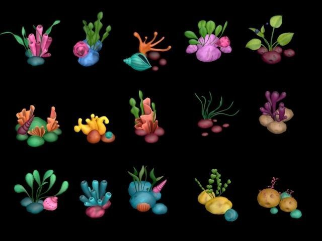 Cartoon Seaweed 4 Low-poly 3D model_16