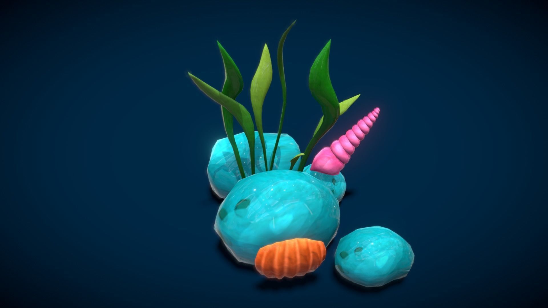 Cartoon Seaweed 4 Low-poly 3D model_3
