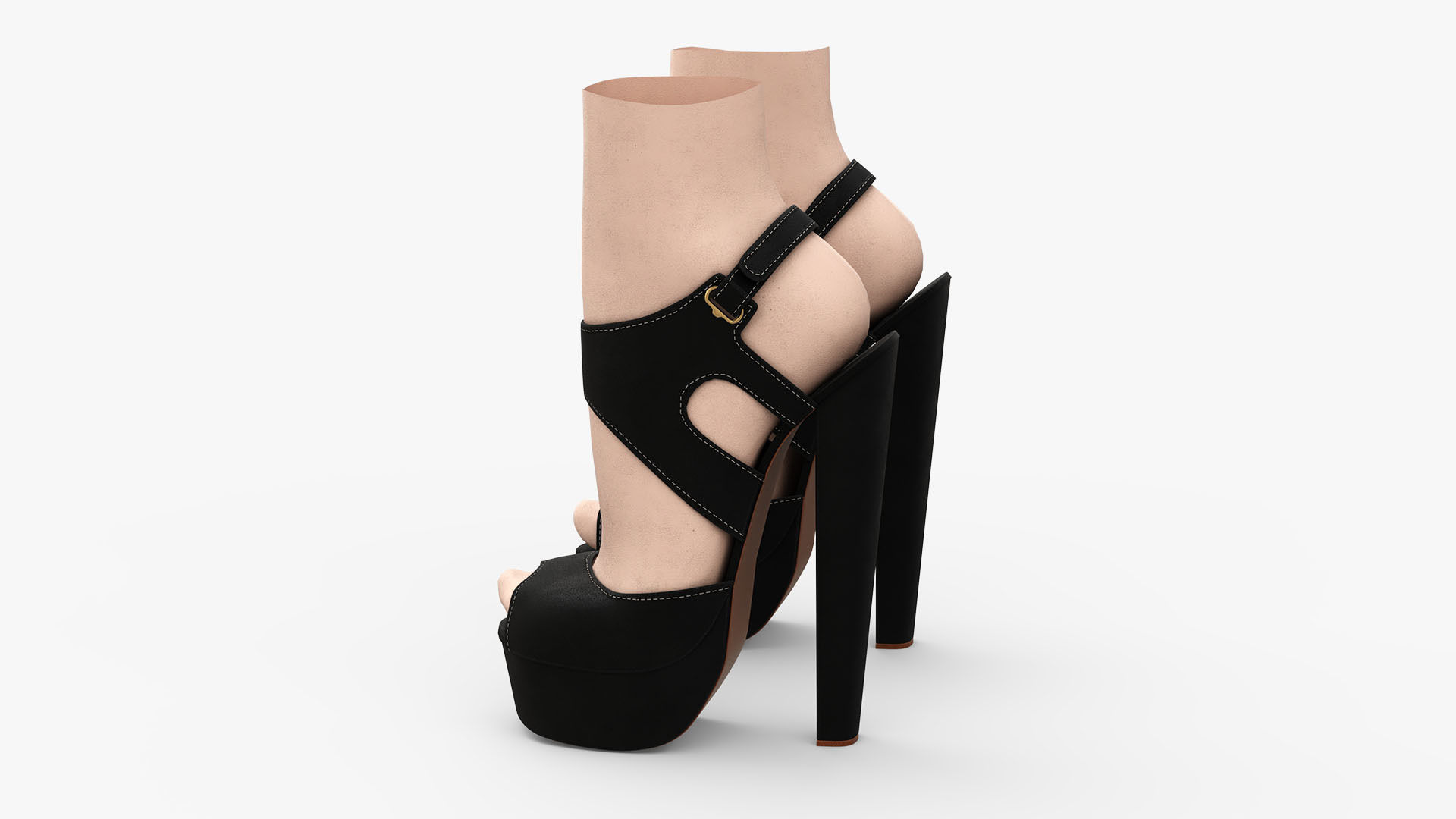 Women  Shoe Sandal Wembley Peep Toe 3D model_4