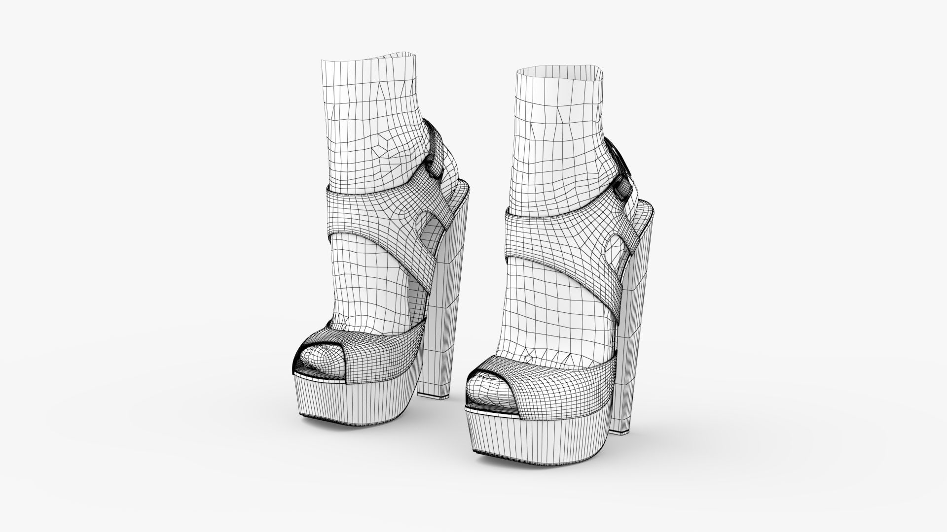 Women  Shoe Sandal Wembley Peep Toe 3D model_7