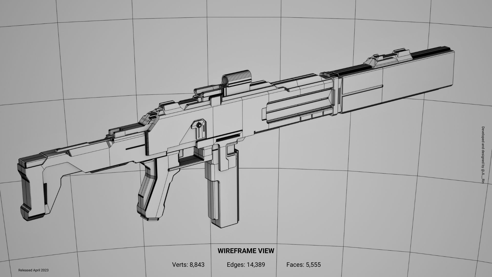 Assault Rifle Concept 2204 Free low-poly 3D model_2