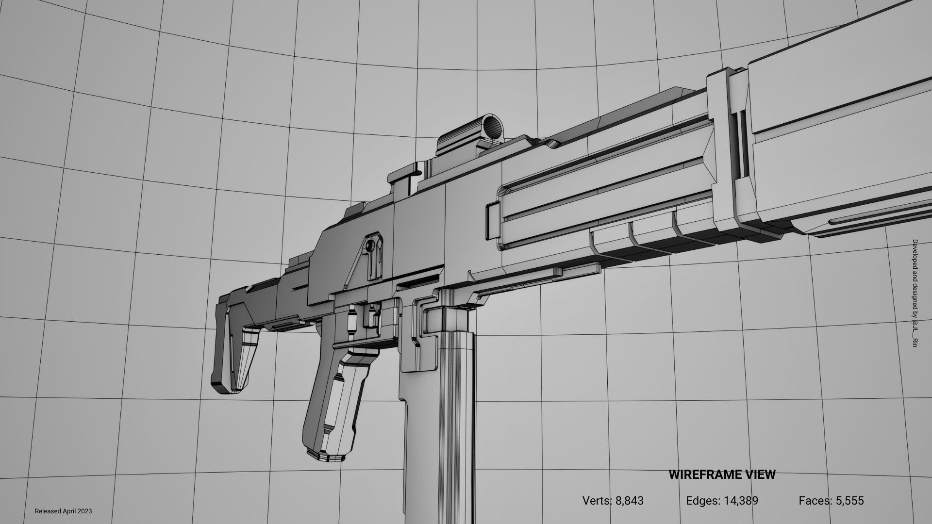 Assault Rifle Concept 2204 Free low-poly 3D model_6