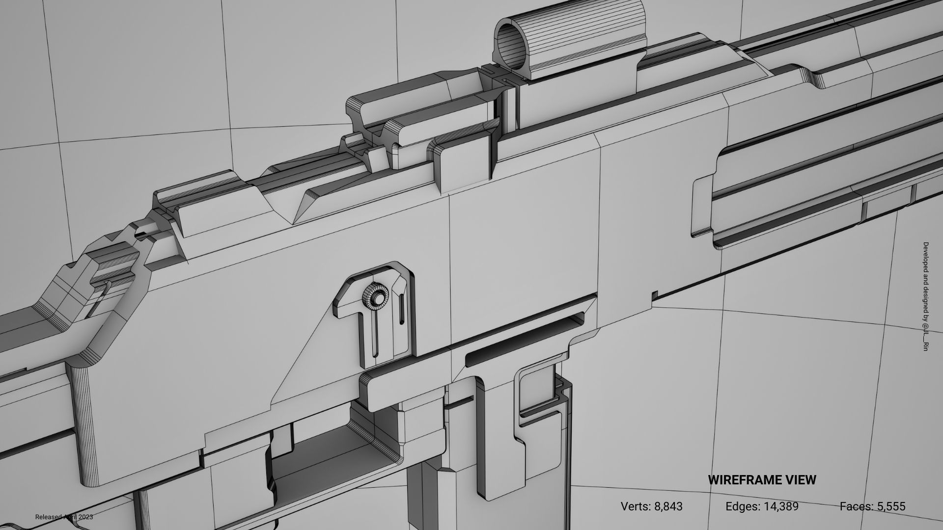 Assault Rifle Concept 2204 Free low-poly 3D model_4