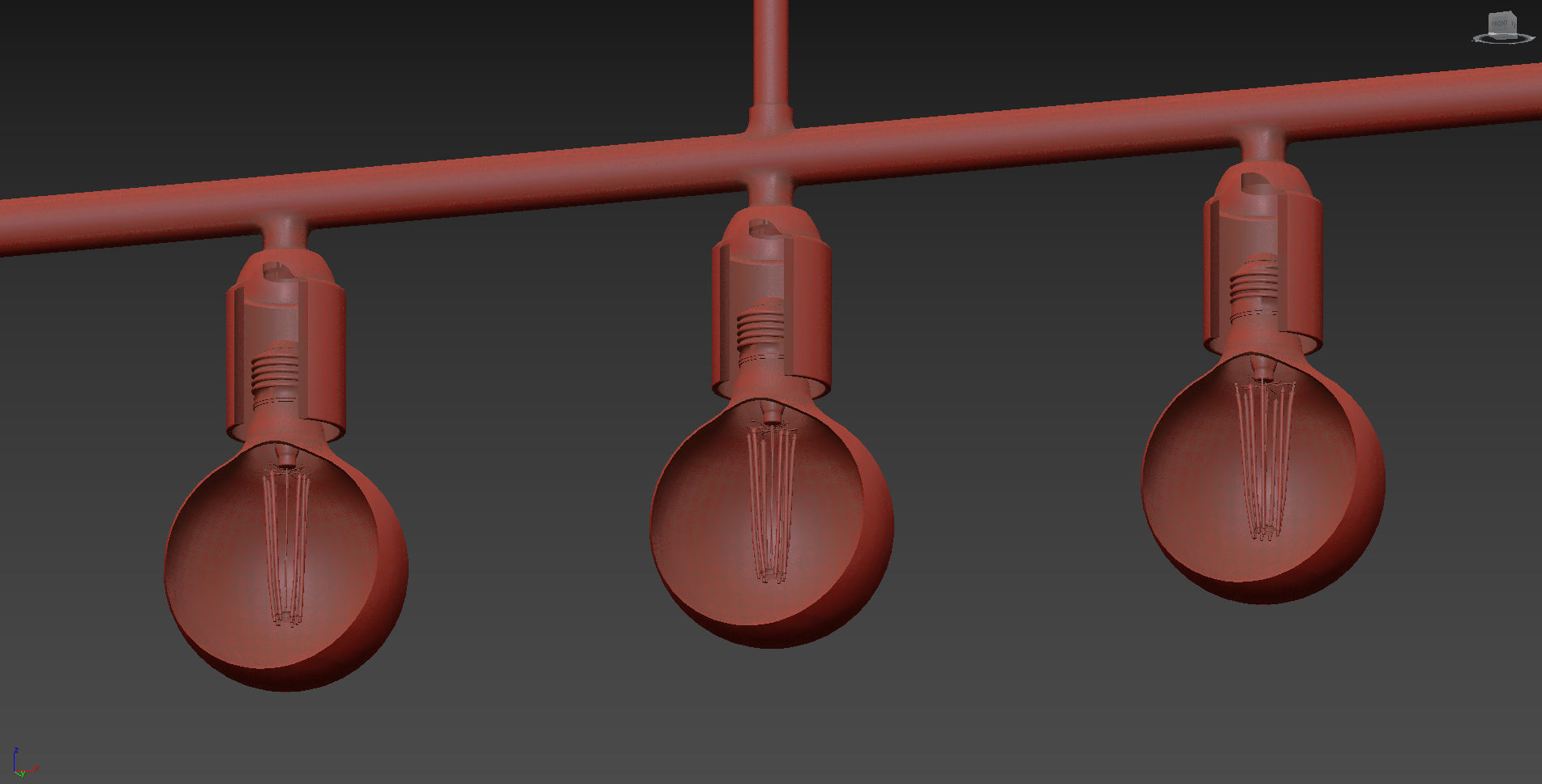 Black And Brass Industrial Five Bulb Bar Light  3D model_7