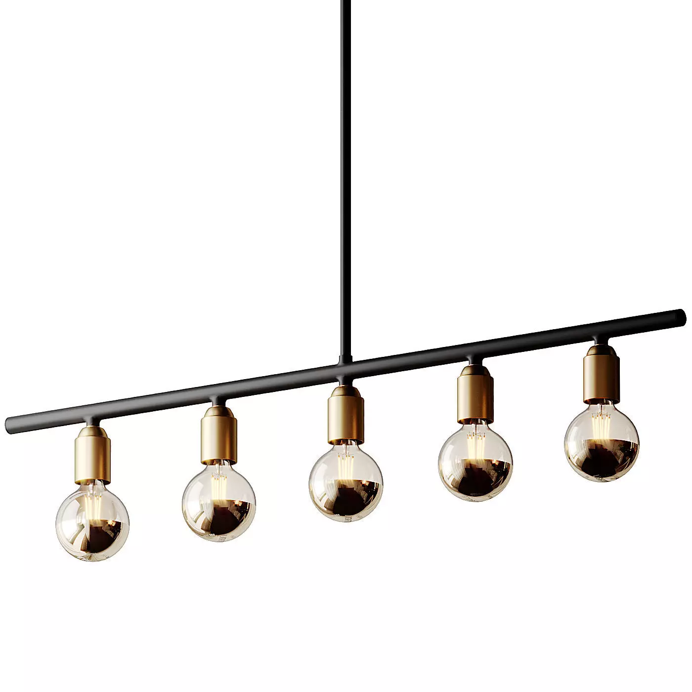 Black And Brass Industrial Five Bulb Bar Light  3D model_0