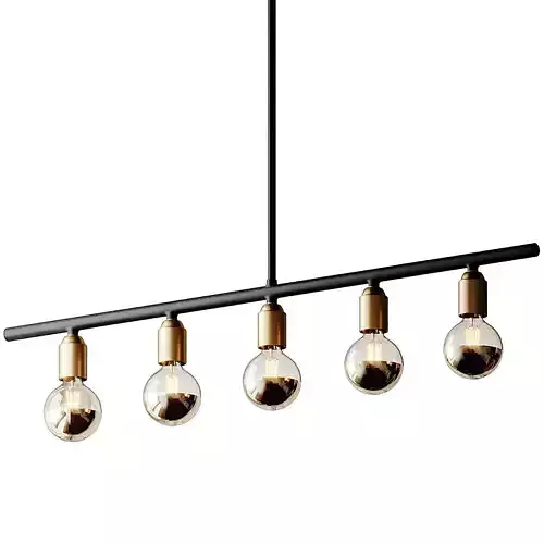 Black And Brass Industrial Five Bulb Bar Light 