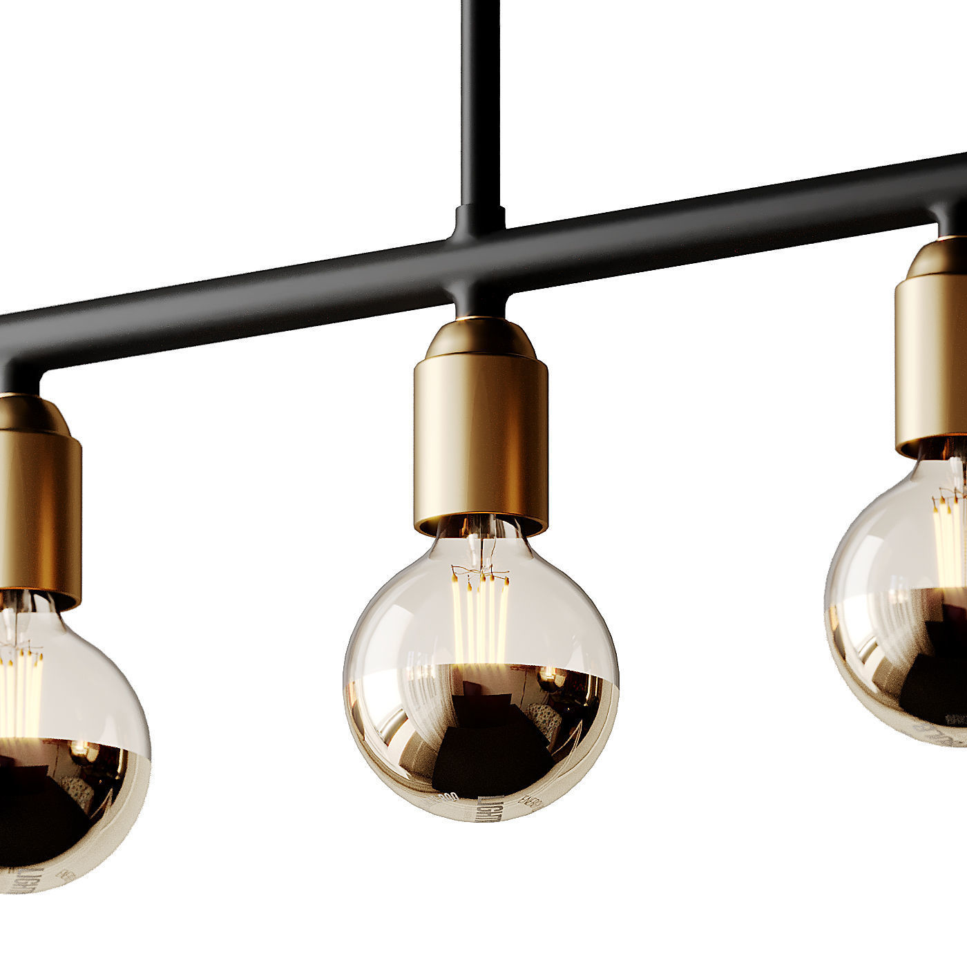 Black And Brass Industrial Five Bulb Bar Light  3D model_4