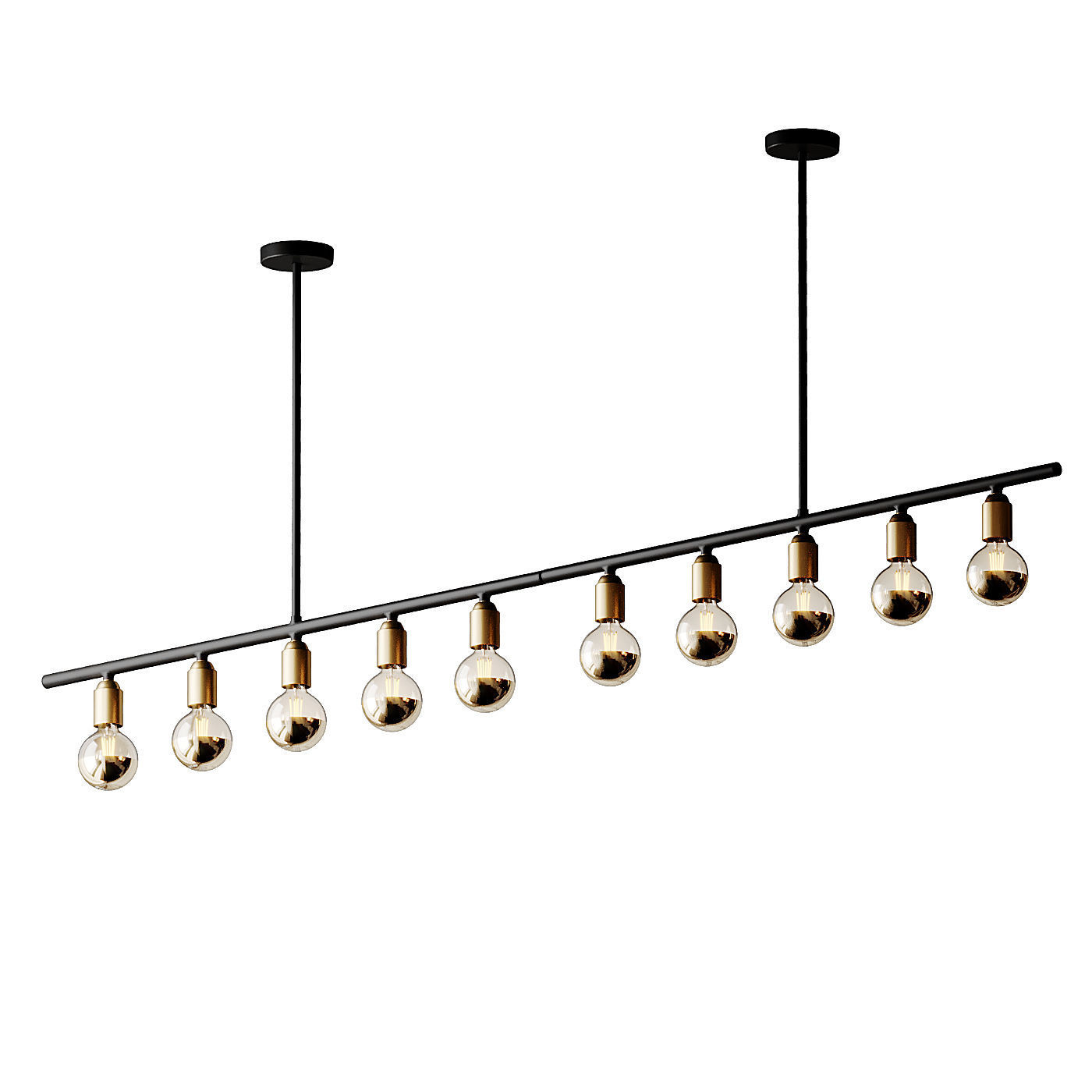 Black And Brass Industrial Five Bulb Bar Light  3D model_1